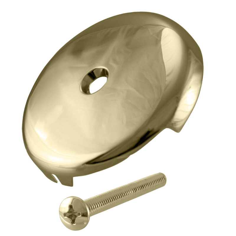 3-1/8" One-Hole Bathtub Overflow Faceplate and Screw, Polished Brass