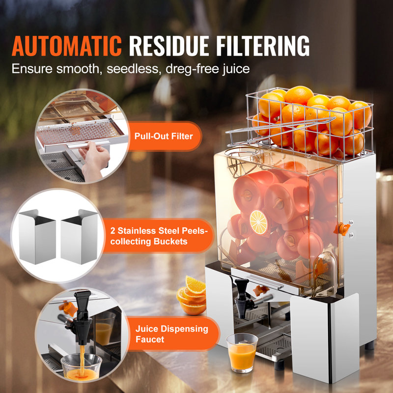VEVOR Commercial Orange Juicer Machine with Automatic Peeling Function