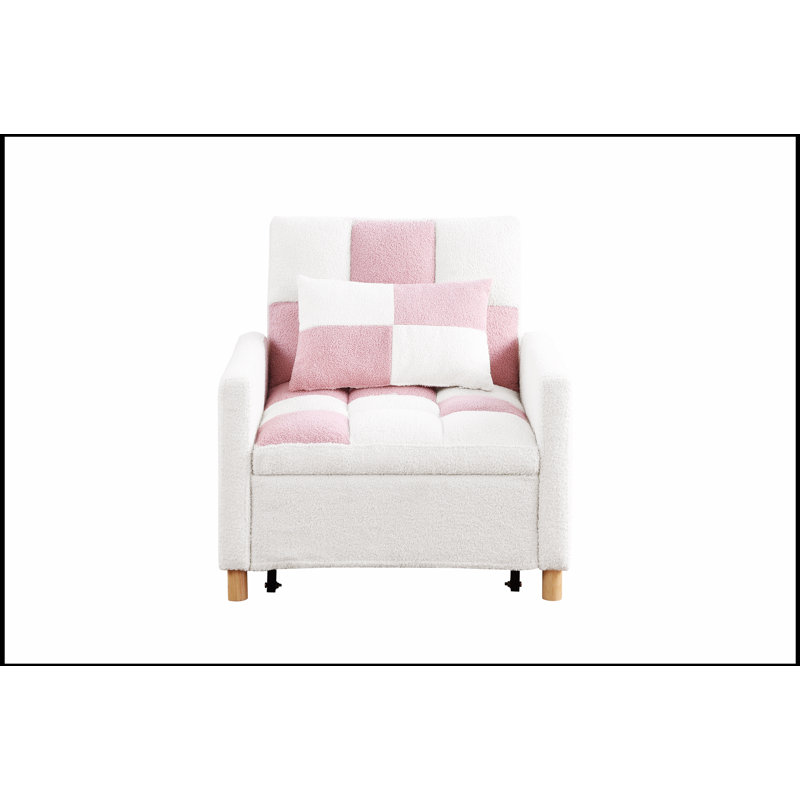 Canapé-lit convertible en velours convertible, fauteuil inclinable réglable avec coussin pour un confort polyvalent, Beige