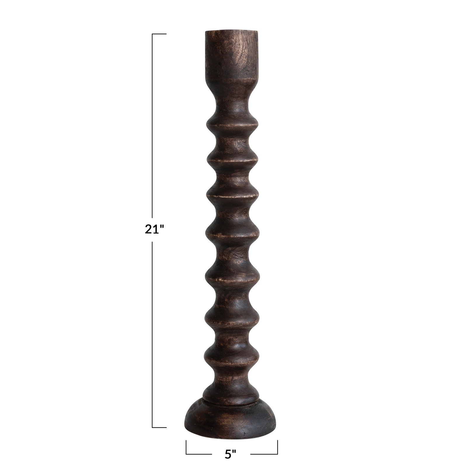 Solid Wood Tabletop Pillar, Black, 21" H x 5" W x 5" D