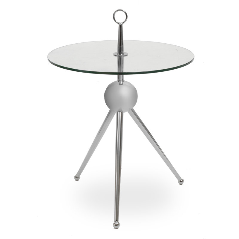 Bhodi Glass Top End Table, Silver