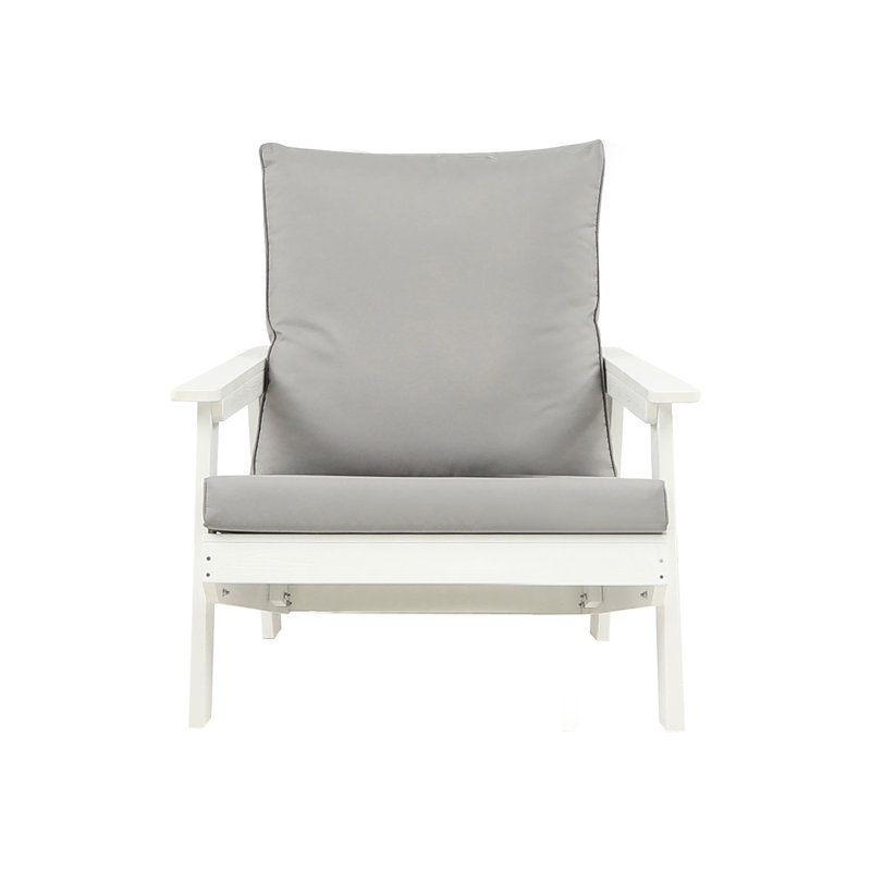 Fauteuil d'extérieur avec finition grain de bois, chaise de patio en matériau durable pour le jardin, le balcon et la piscine