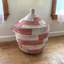 Senegalese Basket: Oversized Basket Overlapping Stripes - Red