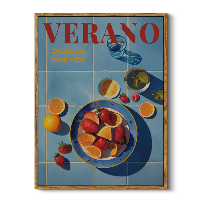 Vintage Summer Fruit Framed Canvas Wall Art