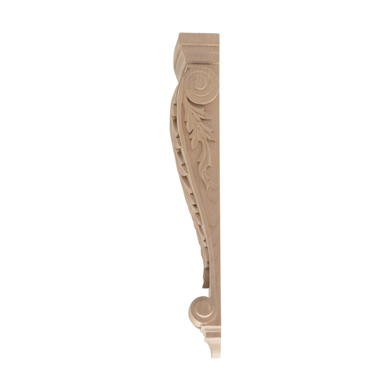 24" Unfinished Hand Carved Alder Wood Corbel