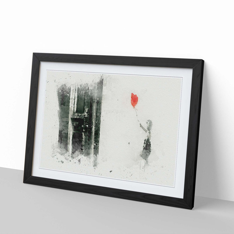 Girl with Balloon by Banksy - Picture Frame Graphic Art Print, 36cm H x 48cm W x 2cm D, Black Framed