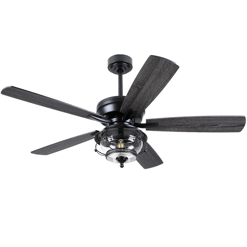 Ventilateur de plafond 52 po à 5 pales en cristal moderne avec lumières et télécommande
