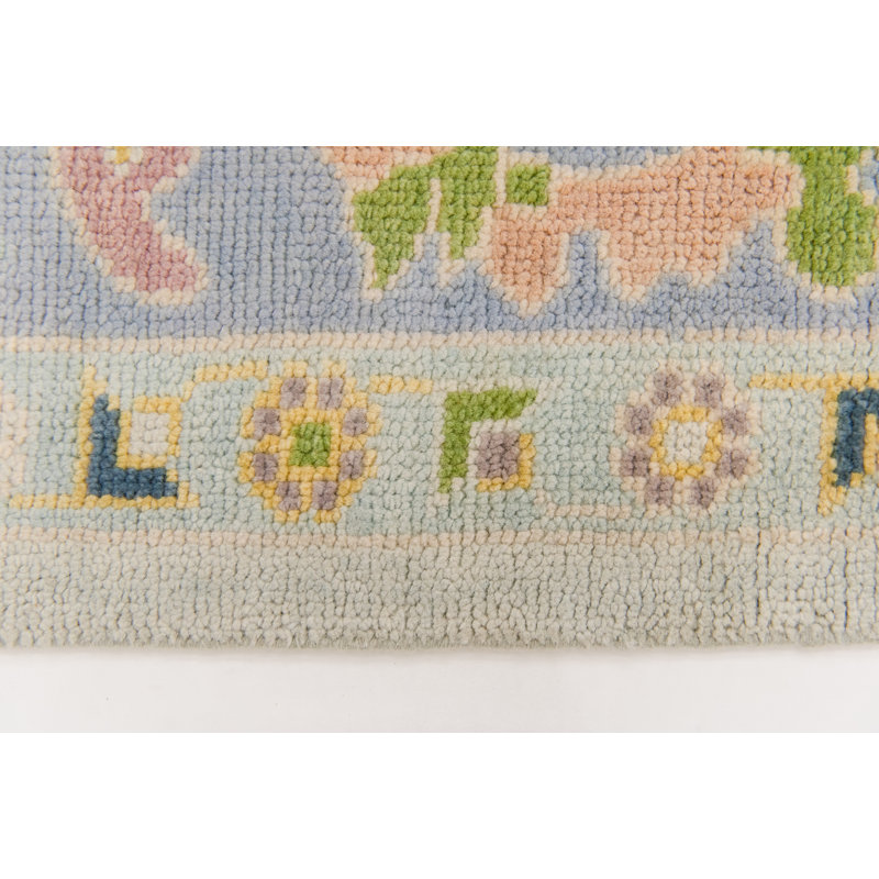 June Hand Knotted Wool Floral Area Rug, Rectangle 6' x 9'