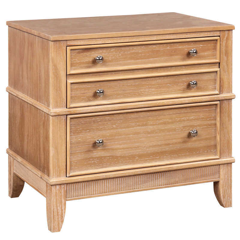 3-Drawer Side Table with Pine Wood and MDF for Living Room, Hallway, Entryway