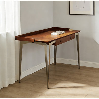 Boxwood Desk with 2 Drawers and Steel Legs