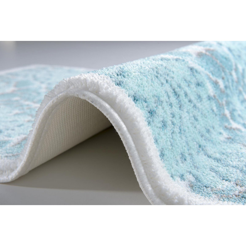 Tapis pour salle de bain Tompkins, Bleu / blanc