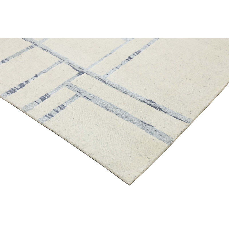 Hand Knotted Geometric Area Rug, Rectangle 8' x 10'