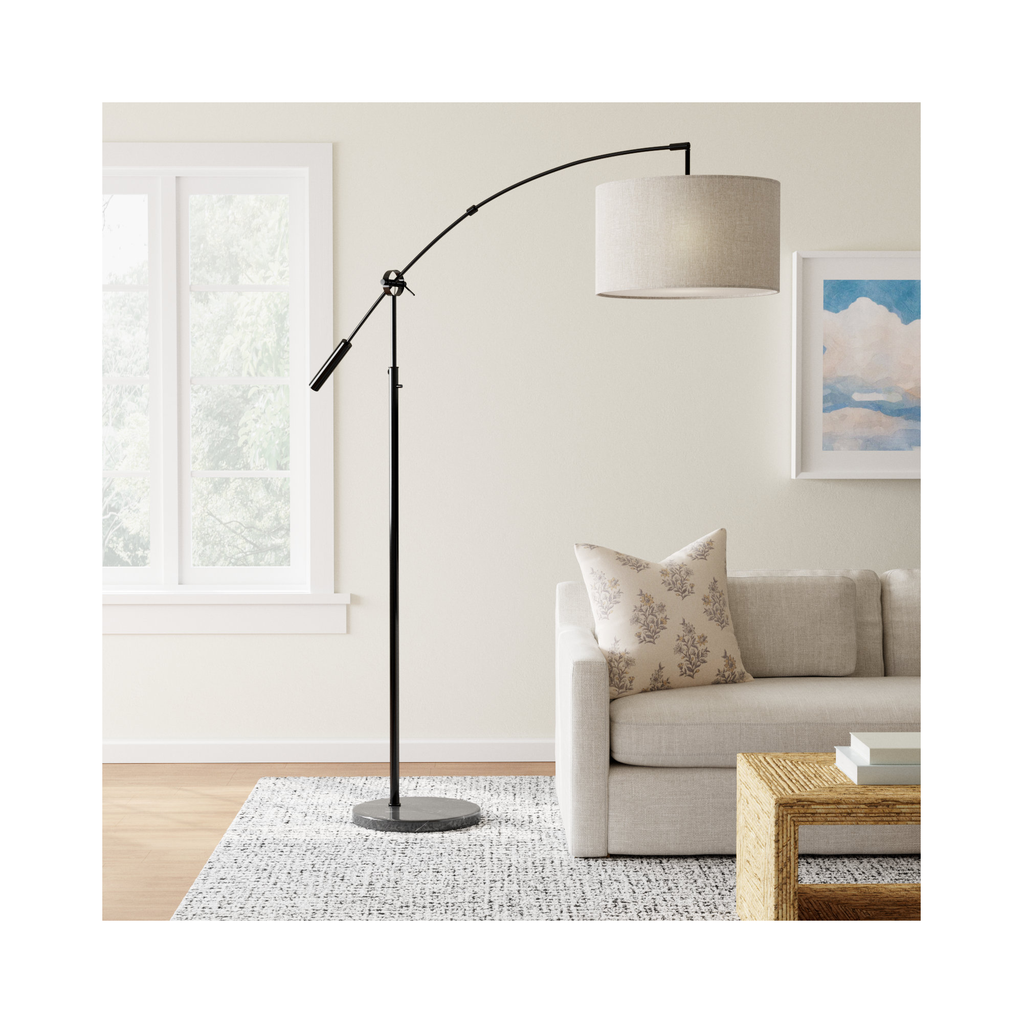 Kata 81'' Floor Lamp, Black, Beige