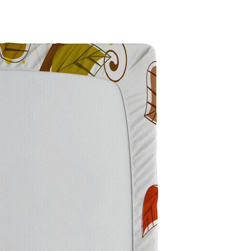 Drap-housse orange Ambesonne, Drap-housse grand, Terre de Sienne brûlée / brun / floral vert