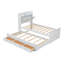 Lit simple en bois avec tête de lit avec prises de courant, lit extensible avec lit gigogne simple avec trois tiroirs de rangement-1683983560