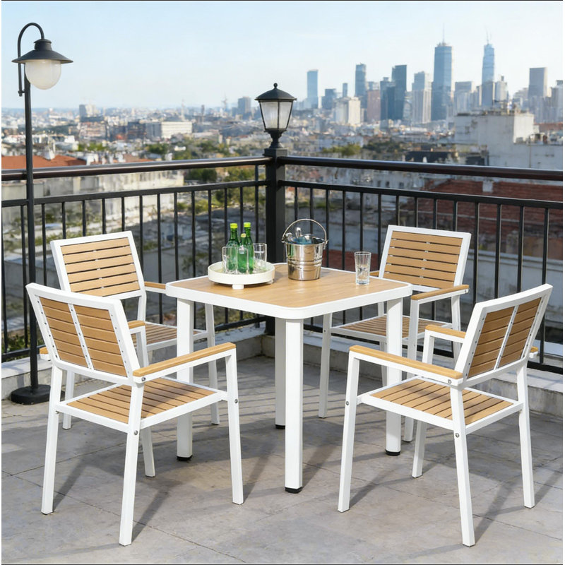 Ensemble de mobilier de salle à manger d'extérieur, table de patio 5 pièces et chaises