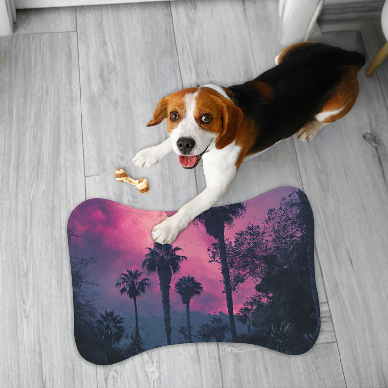 Classic Palm Trees - 1 Piece Bone Shape Feeding Mat, Medium (18")