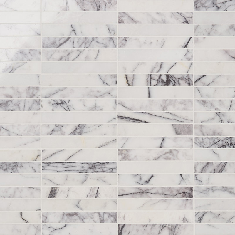 Lilac Premium 12 In. X 14.37 In. Stacked Marble Mosaic Floor And Wall Tile (11.9 Sq. Ft. / Sheet)