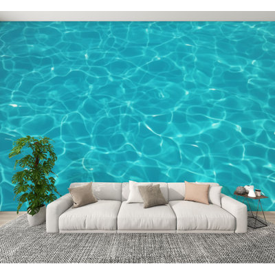 Peel and Stick Wallpaper Swimming Pool Water Surface Wall Murals 100"H x 144"W Removable PVC Wall Paper Self-Adhesive Wall Decor for Bedroom Living Room Home Office