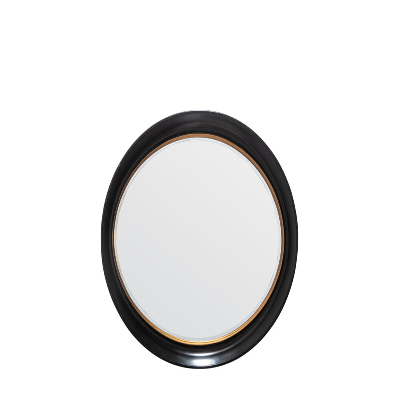 Hassan Metal Flat Wall Mirror, Black and Gold