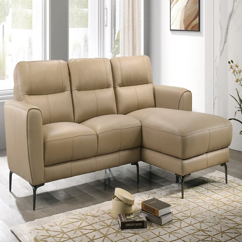 Ensemble de canapé modulaire 2 pièces faisant face à droite et canapé faisant face à gauche, Cuir véritable taupe