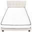 Lit double tapissier en lin beige avec tête de lit