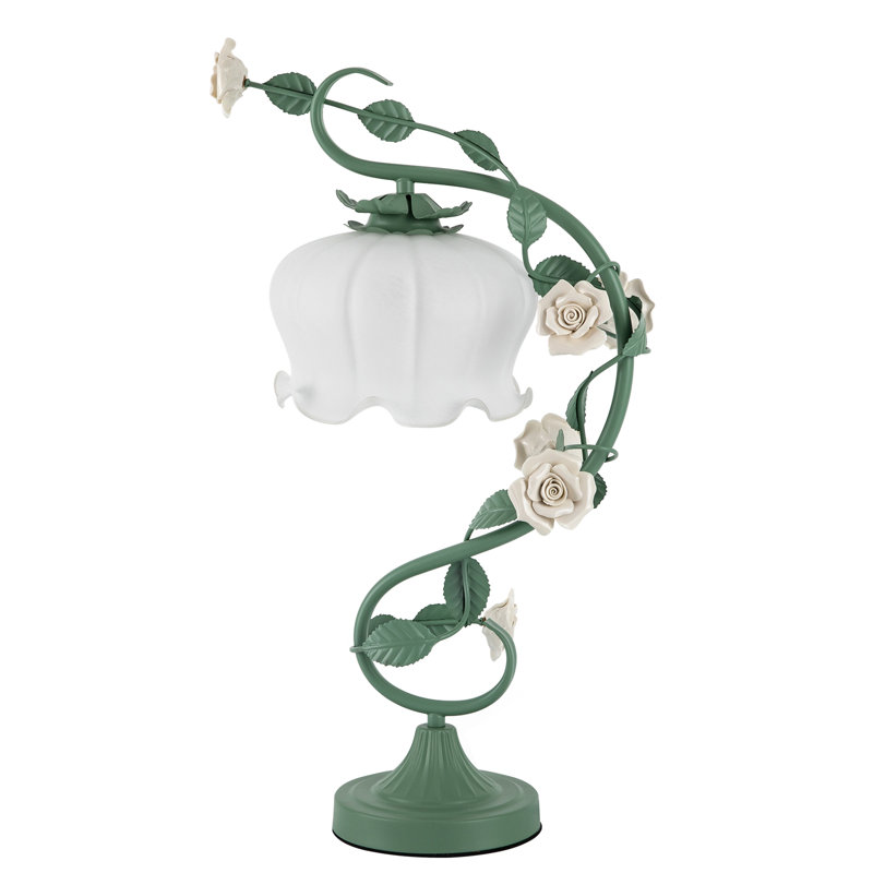 20" Ceramic Rose Table Lamp With Switch