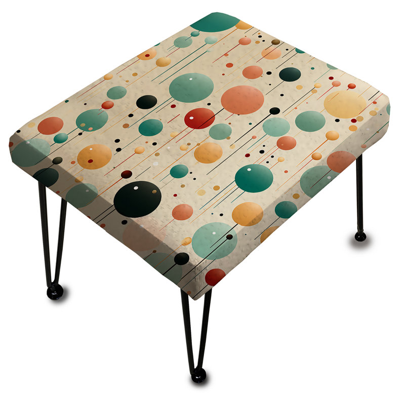 Blue And Coral Fun Polka Dot Delights - Vintage Rectangle Ottoman