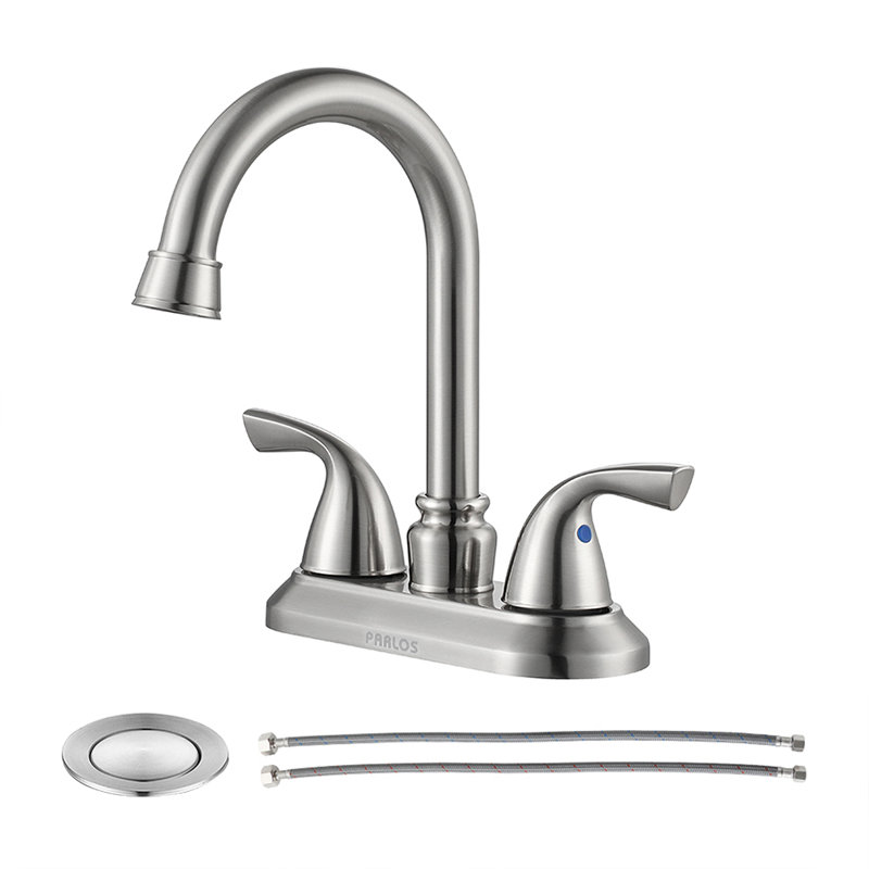 Centerset 2-handle Bathroom Faucet with Drain Assembly,Brushed Nickel, Brushed Nickel