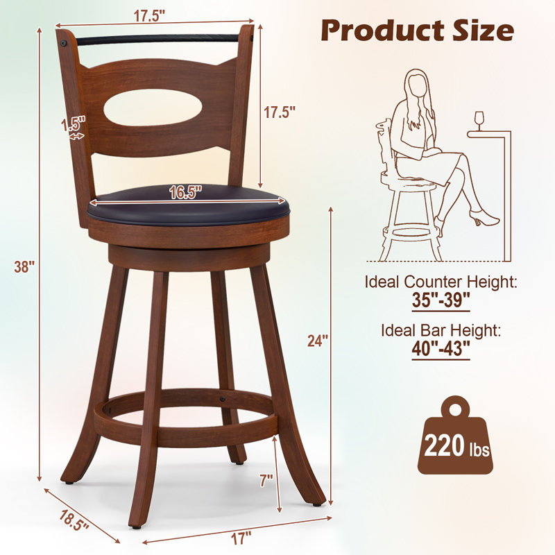 Tabouret de bar et de comptoir pivotant, Tabouret de comptoir (siège d’une hauteur de 24