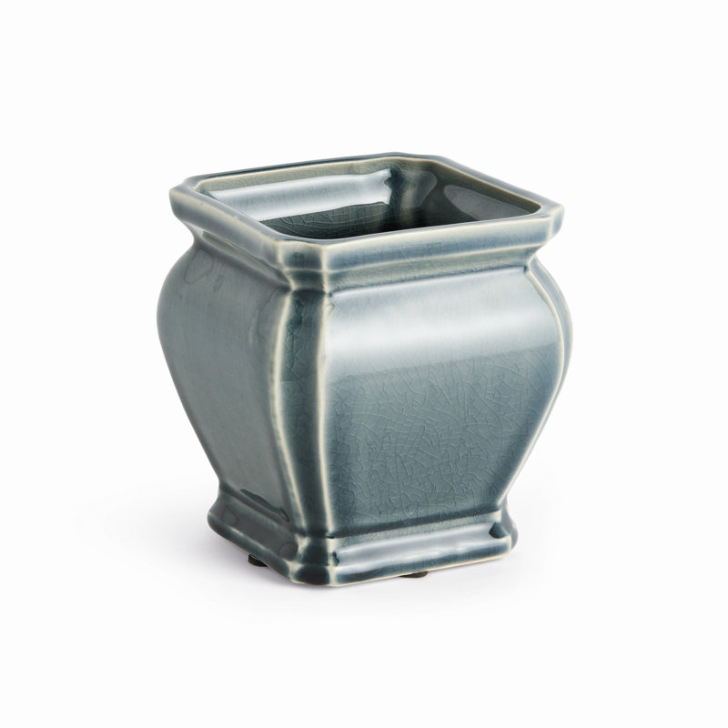 Giardino Reactive Glaze Traditional Silhouette Pot Small in Teal, Small, Teal