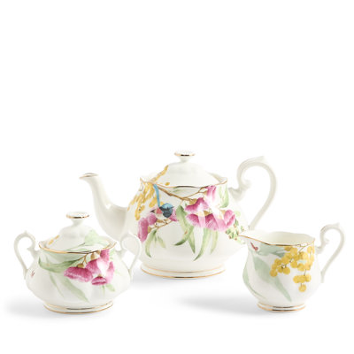 Royal Albert Miranda Kerr Australiana 3-Piece Teapot, Sugar, & Creamer Set