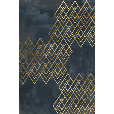 Deco Pattern In Blue I by June Erica Vess - Wrapped Canvas Print