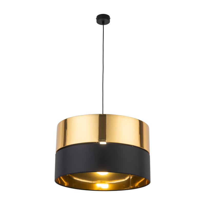 Hilton 1 - Light Stainless Steel Drum Pendant, Black/Gold