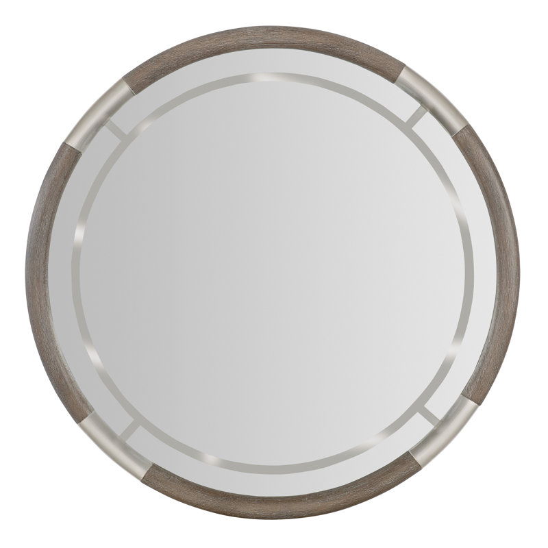 Modern Mood Round Mirror, Dark Wood