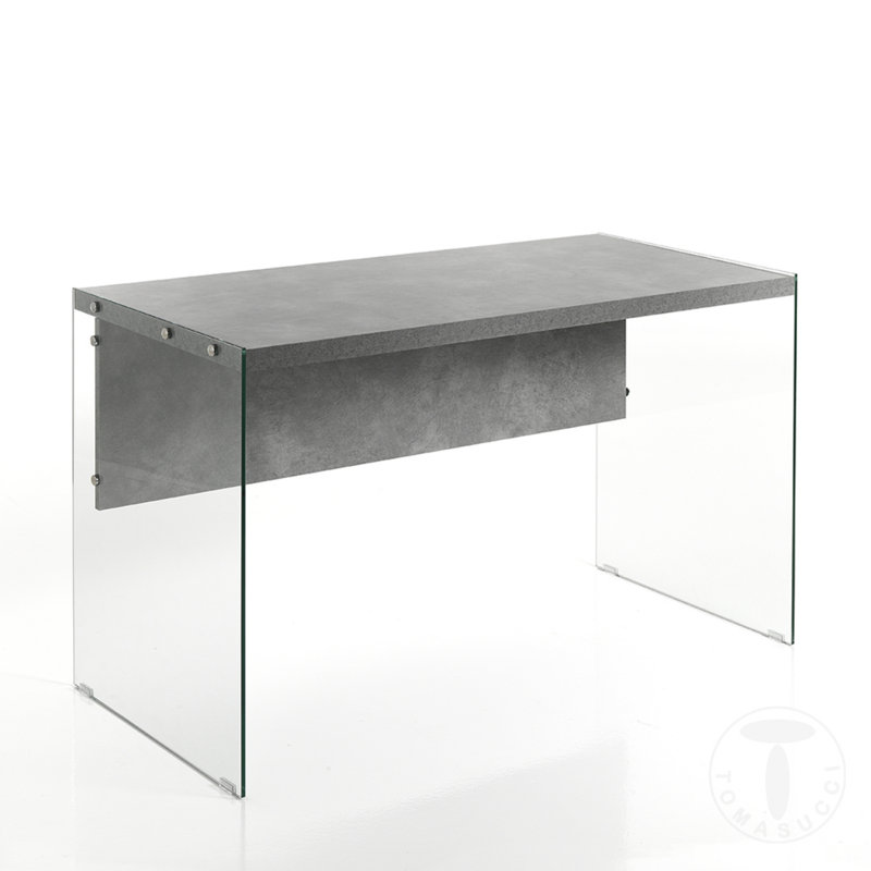 Solid Wood Top Glass Base Computer Desk