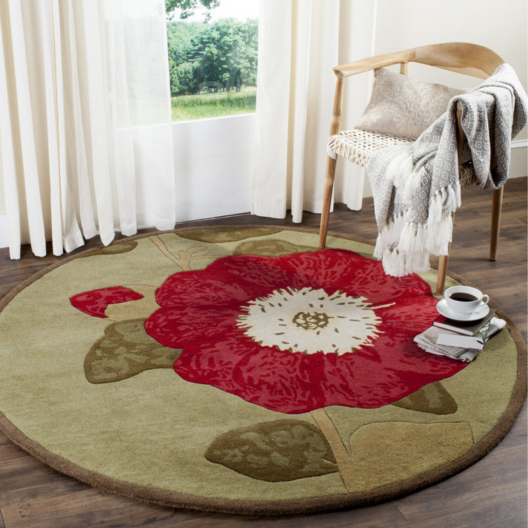 Coreatha Martha Stewart Hand Tufted Wool/Cotton Floral Rug in Dill/Red