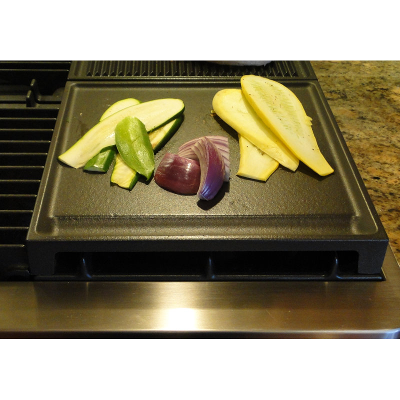 ILVE Cast Iron Steak Pan Flat Griddle, 1" H x 13" W x 11" D