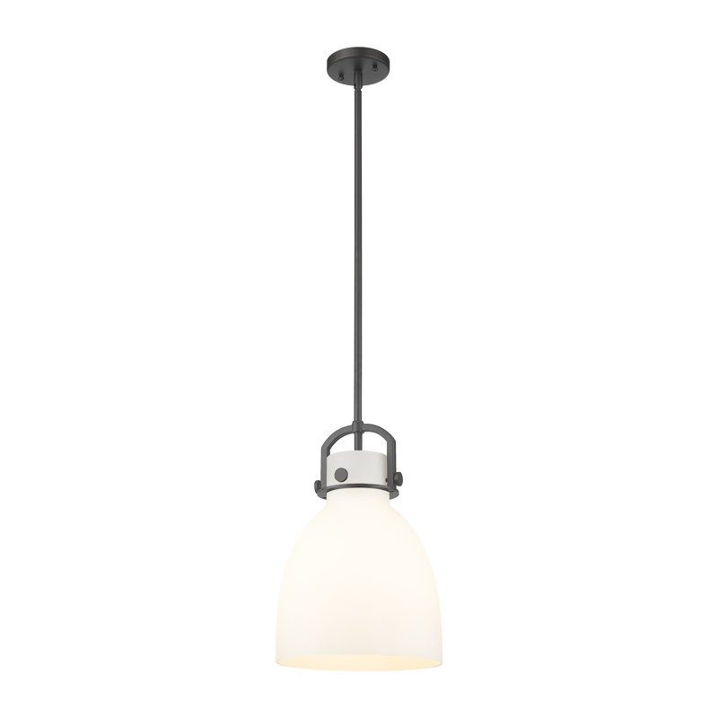 Luminaire suspendu 1 lumière Badillo, Blanc mat, Nickel poli, H 14,75 po x l 10 po x P 10 po