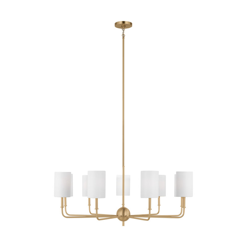 Nine Light Chandelier, Satin Brass
