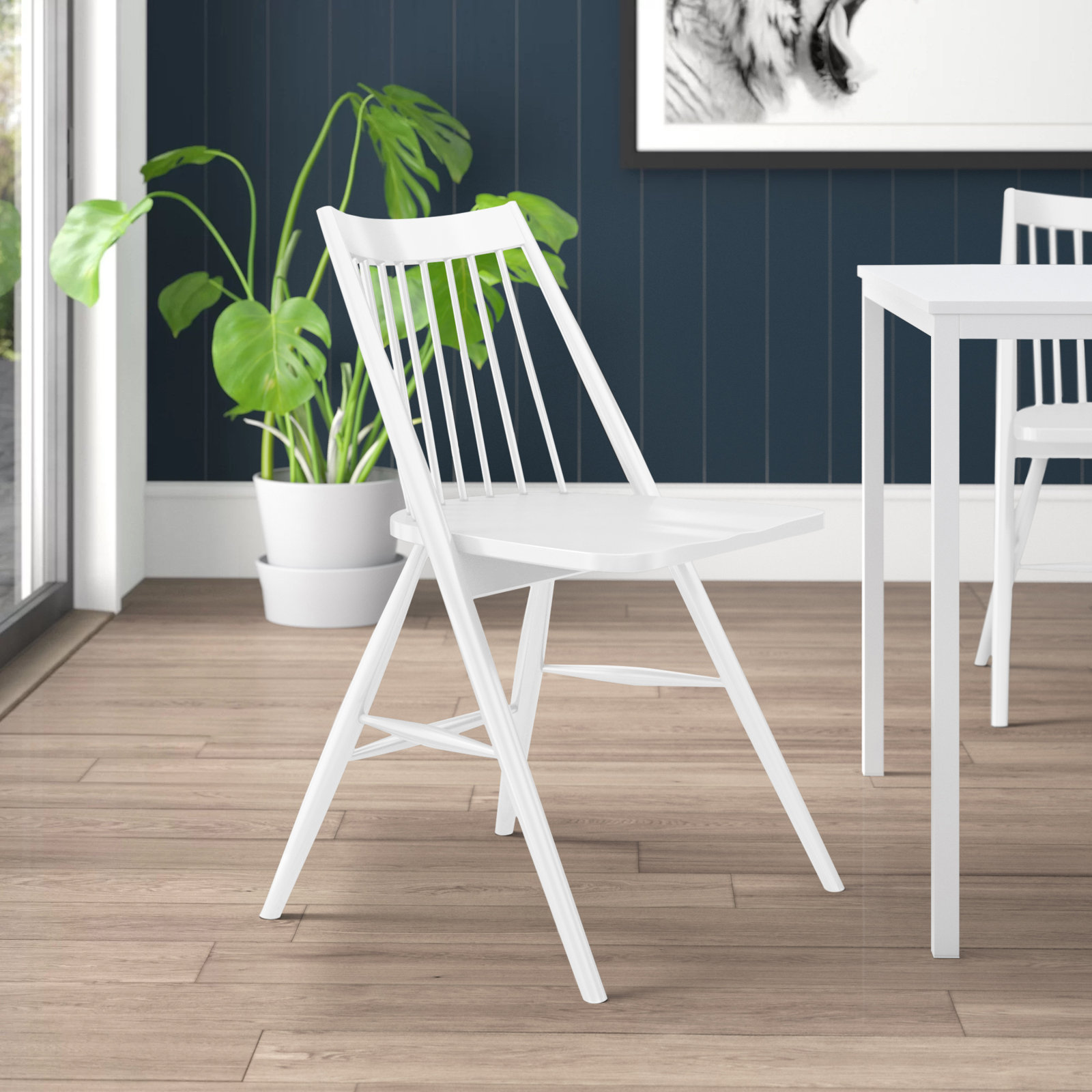 Kloss Solid Wood Slat Back Side Chair, White