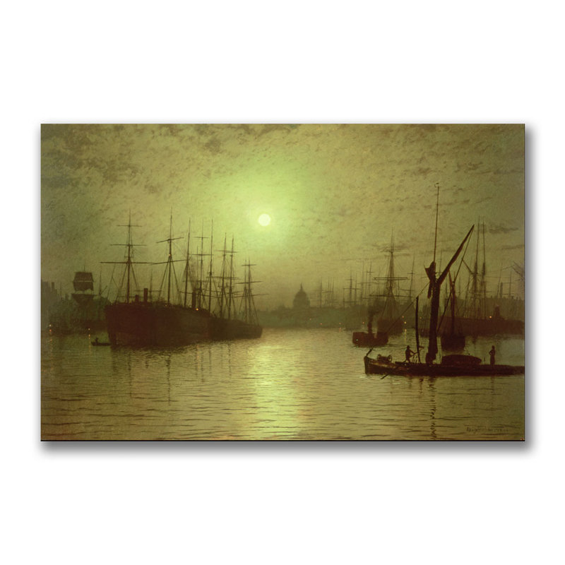 "nightfall down the thames, 1880" par john atkinson grimshaw, reproduction de photo sur toile tendue