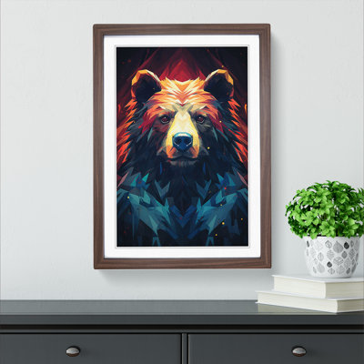 Bear Geometric Art - Framed Print