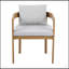 Ensemble de 2 chaises de salle à manger d'extérieur et d'intérieur Elko, structure en teck avec coussins gris clair, résistantes aux intempéries