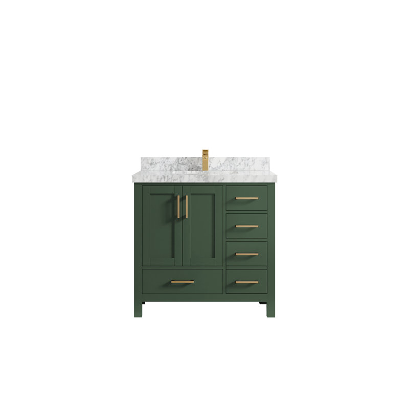 Ensemble de meuble-lavabo simple 36 po Malibu, Marbre de Carrare