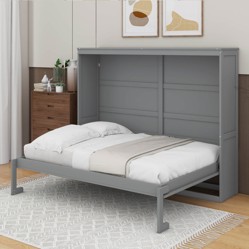 Lit escamotable, Gris, Lit double
