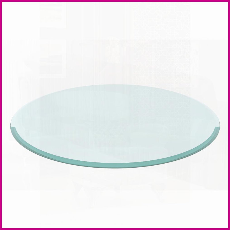Plateau de table basse rond en verre trempé de 36 po, bord biseauté épais de 1/2 po, facile à nettoyer et durable pour le salon