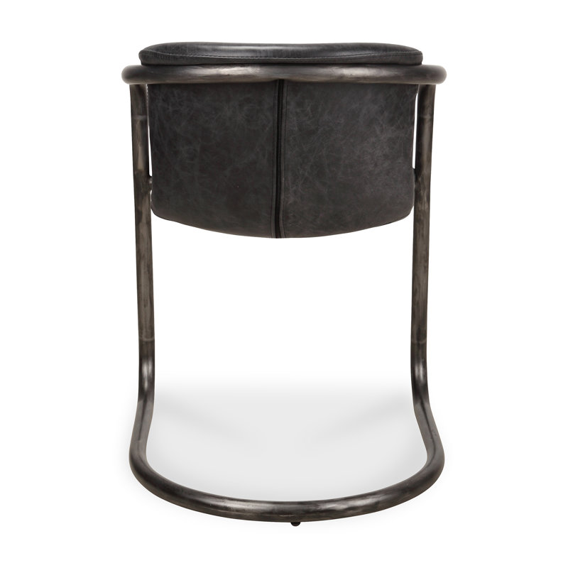 Freeman Bar Stool, Black Genuine Leather