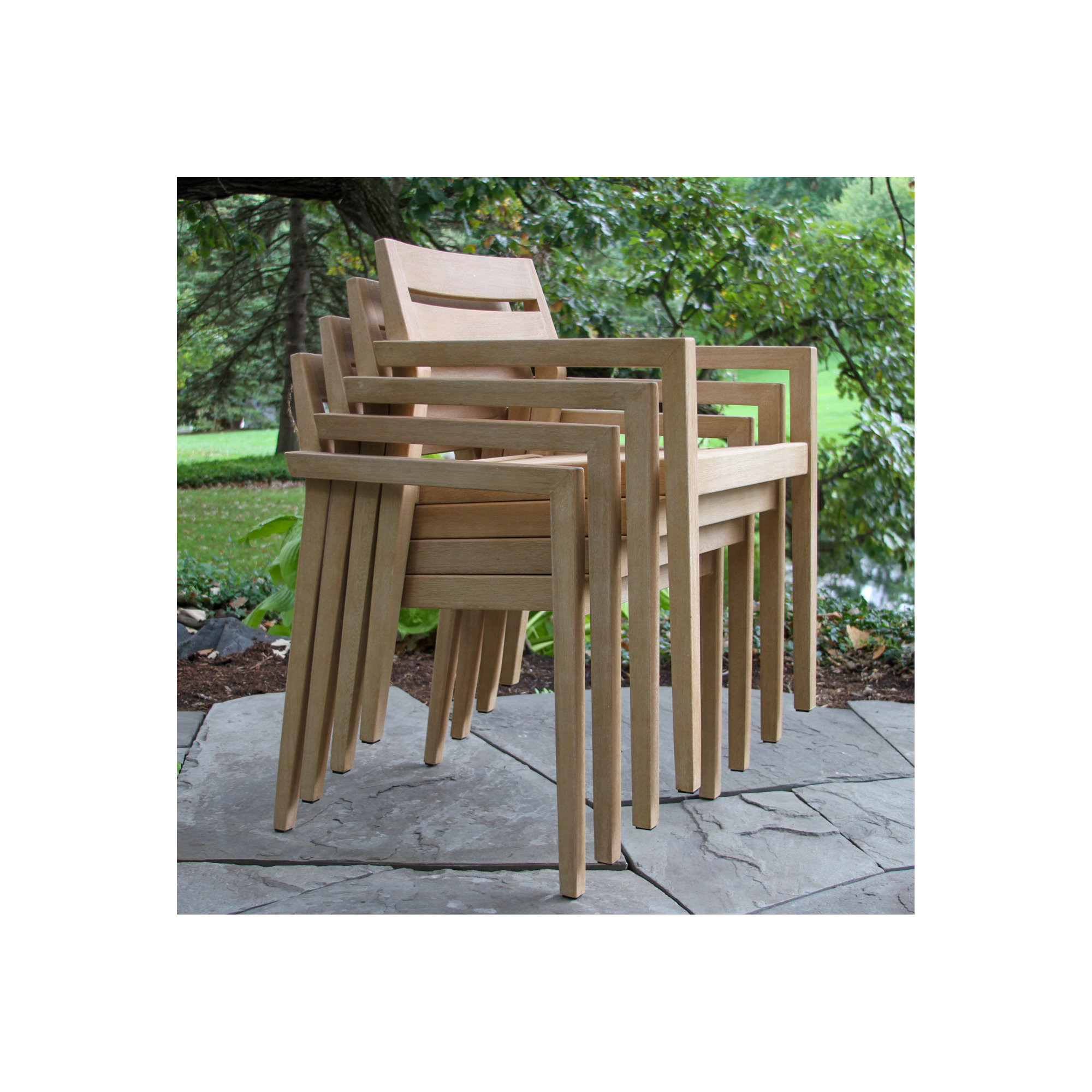 Kinsler Eucalyptus Outdoor Stackable Dining Armchair, Wheat Wash