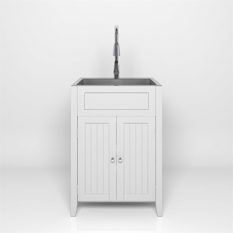 Évier à lessive portatif en acier inoxydable 23,6 po x l 19,7 po avec robinet